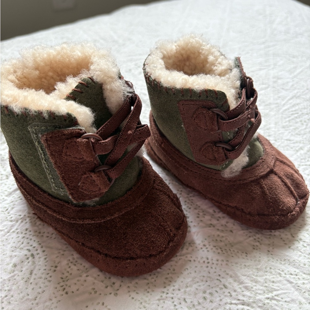 Cozy Brown and Green Kids Boots